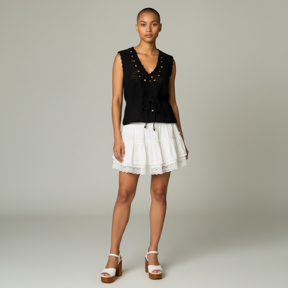 Y2K Beaded‎ Black Crochet Tank – Express Medium Festival Fairycore Top